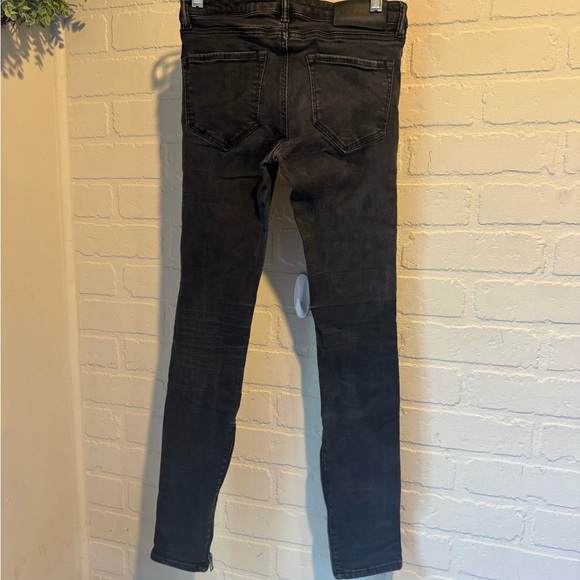 All Saints jeans black faded distressed skinny zipper ankles - Picture 7 of 10